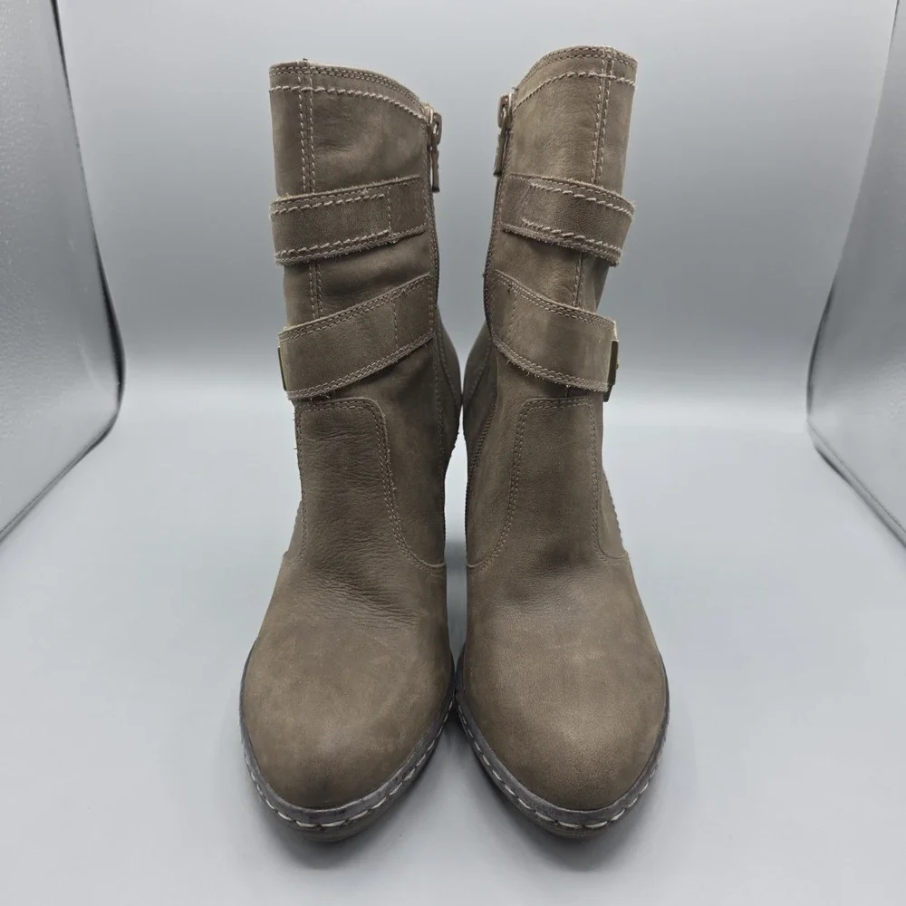 Nero Giardini Booties Womens 37 Brown Leather Ankle Strap Buckle High Heel Dress